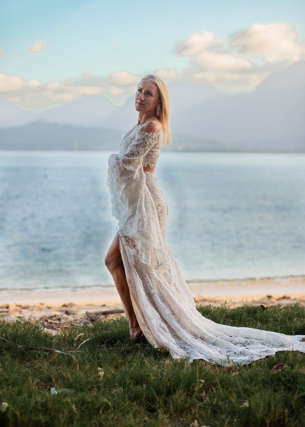 Lace Mermaid Bridal Gown with Bell Sleeves & Plunging Neckline 26 Lace Mermaid Bridal Gown with Bell Sleeves & Plunging Neckline 26