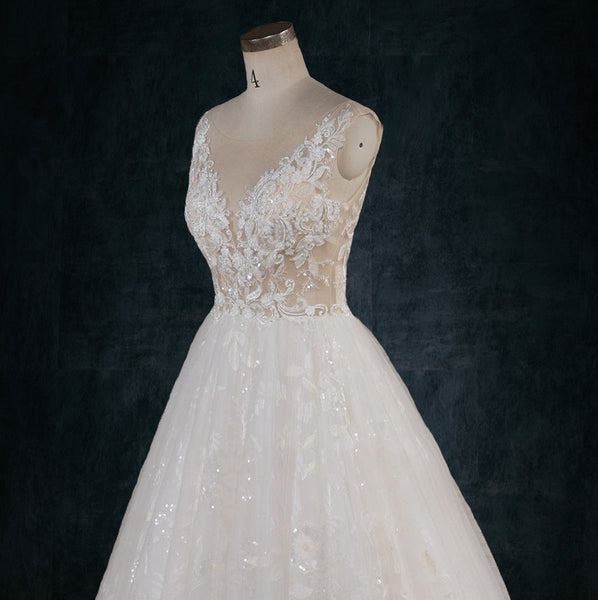 Lace See Through with Beaded Bodice Gowns Daffodil Plus Size