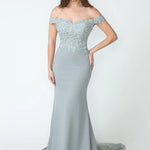 Bespoke off-the-shoulder mermaid gown with floral lace bodice and sweetheart neckline, handcrafted wedding gown