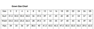 wedding dress size chart