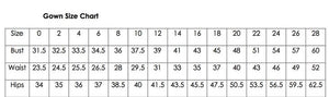 wedding dress size chart