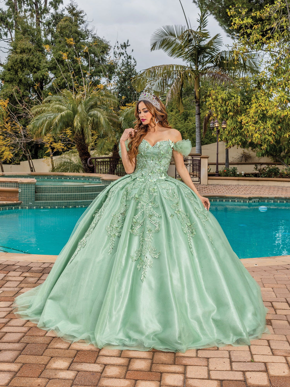 Lace Appliqu Quinceaera Ballgown | Bespoke Sweetheart Bridal Gown Green / 20 Lace Appliqu Quinceaera Ballgown | Bespoke Sweetheart Bridal Gown Green / 20