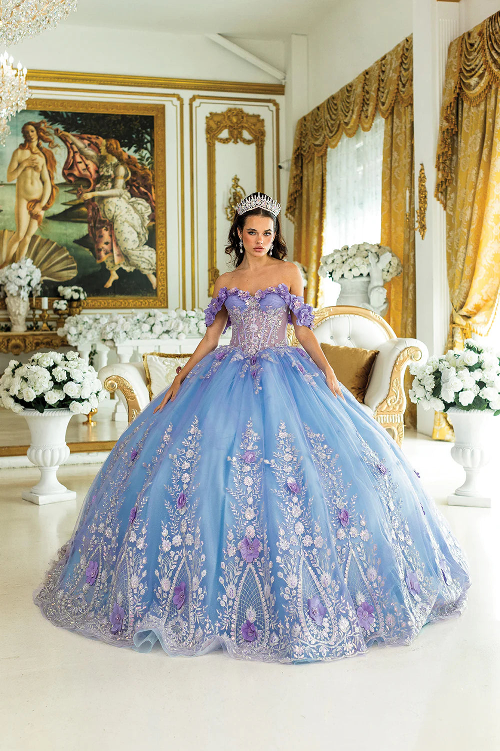 Custom Sweetheart Ballgown Quinceaera Bridal Gown with Silk Tulle 22 / Blue