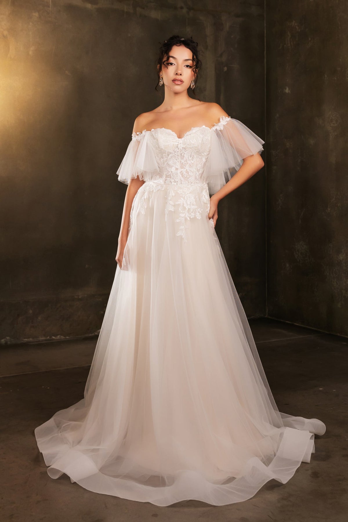 Plunging Illusion Neckline Silk Organza Bridal Gown