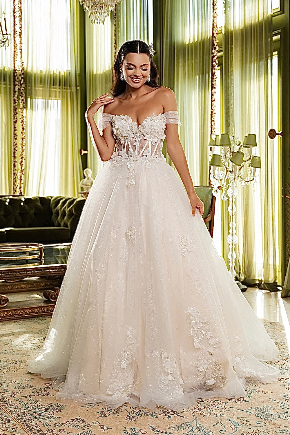 ready to ship wedding dresses Assol Plunging V neck and low back Ready to Ship Wedding Dress