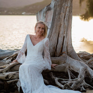 Boho Lace Mermaid Wedding Dress 