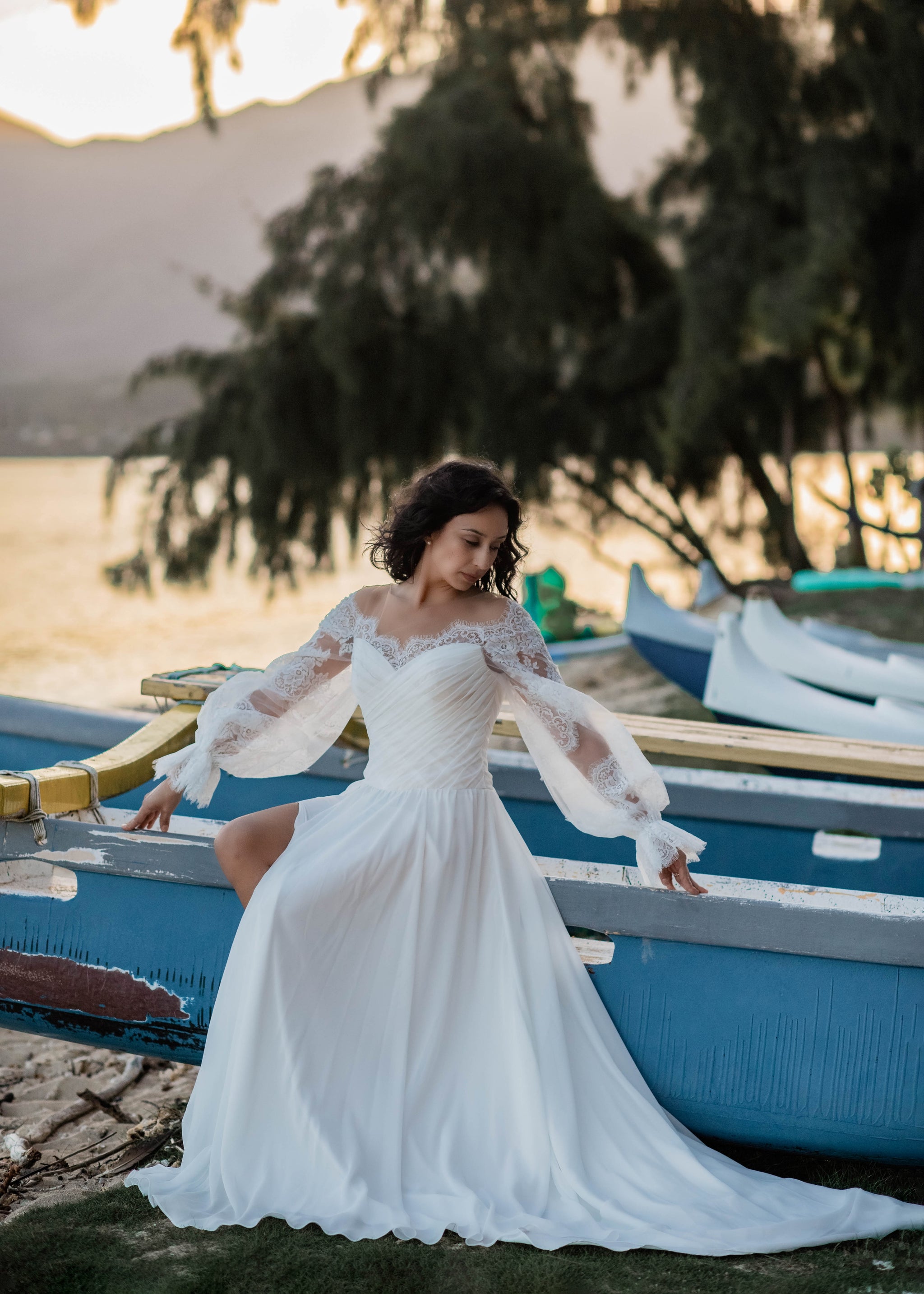 Off The Shoulder A-Line Lace Bridal Gown with Dreamy Chiffon Skirt 24 Off The Shoulder A-Line Lace Bridal Gown with Dreamy Chiffon Skirt 24