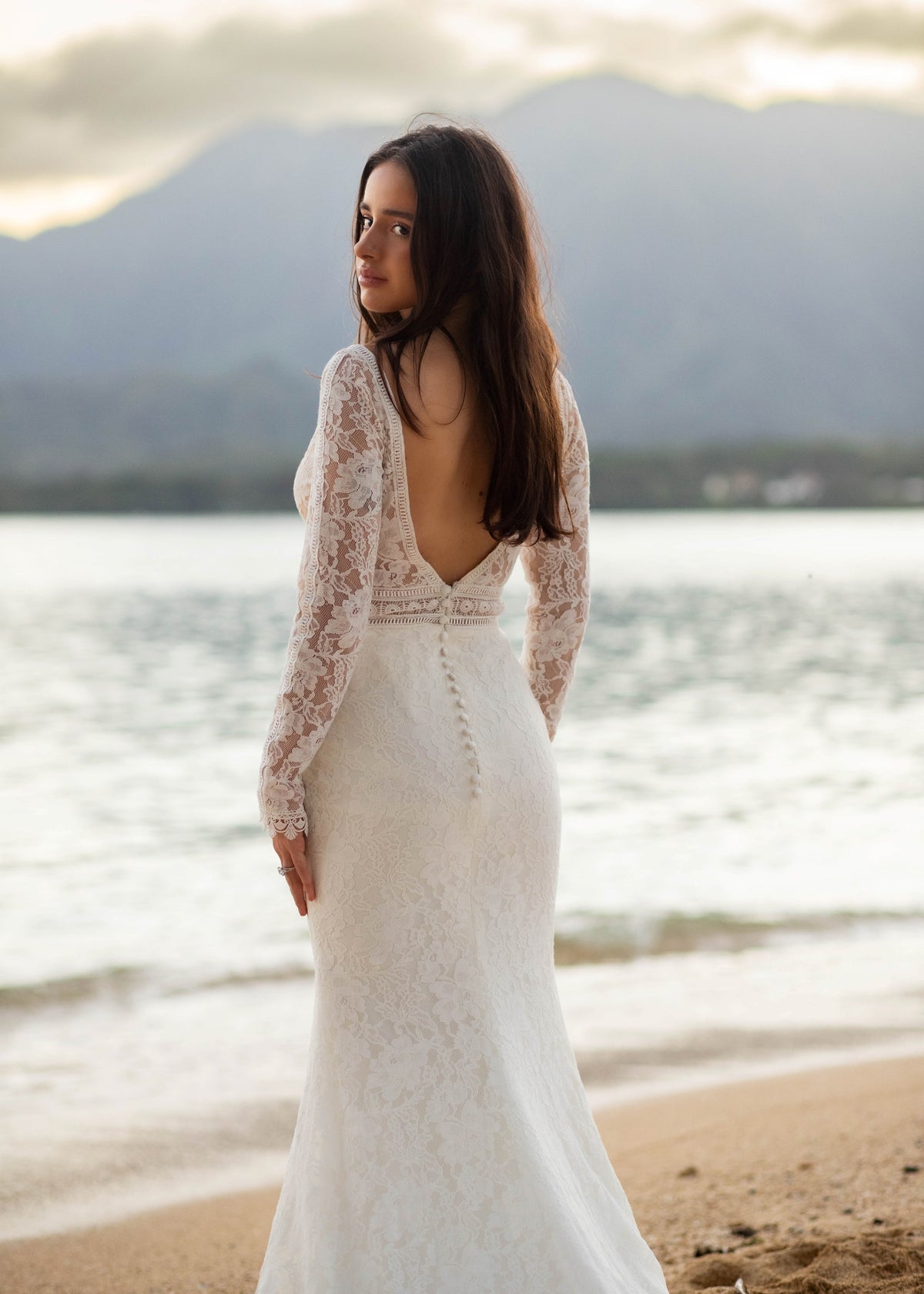 bespoke lace wedding dress Boho Wedding Handmade Lace Wedding Dress Boho A-Line Lace Wedding Dress With Long Tassel Sleeves