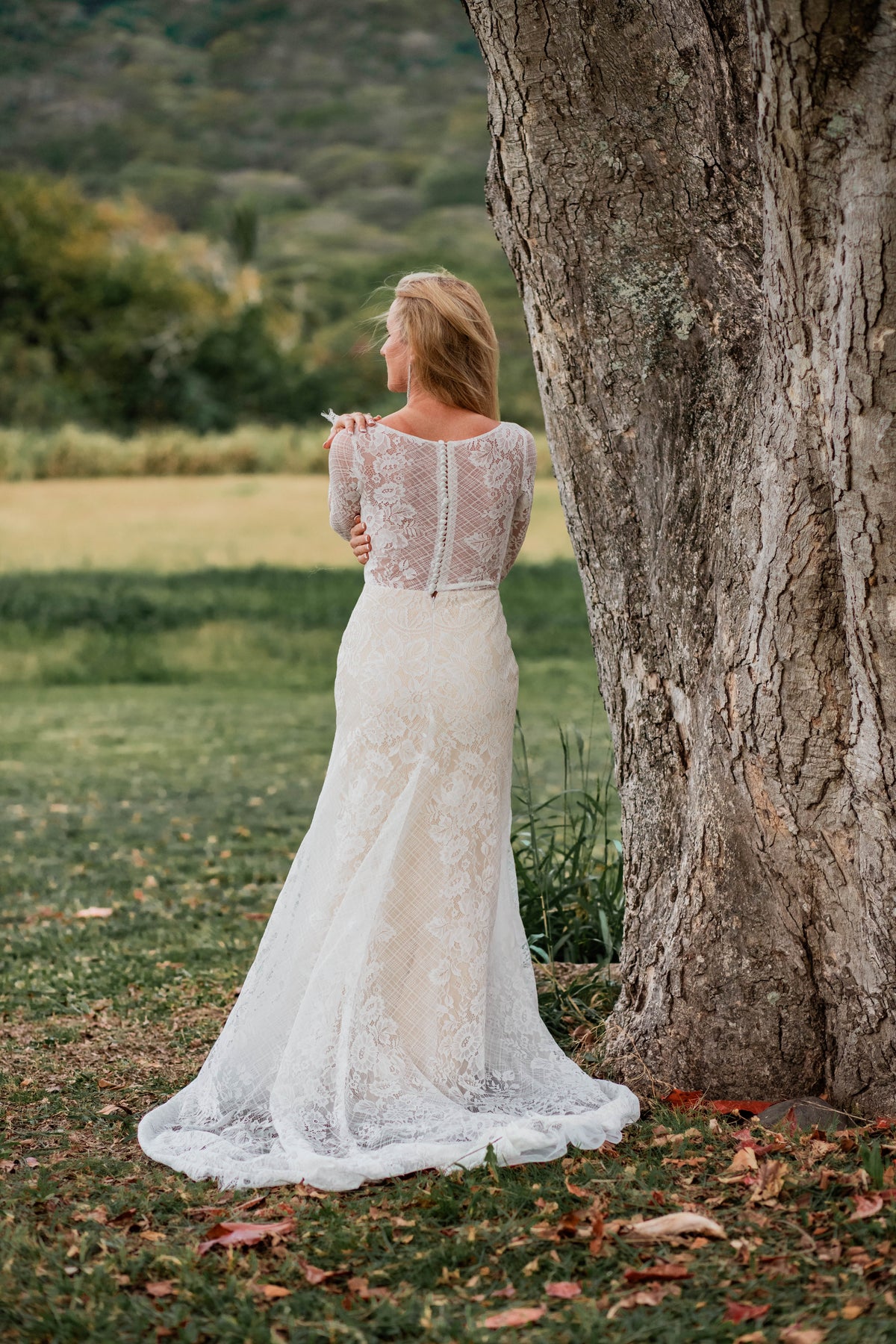 Long Sleeve Lace Mermaid Wedding Dress with Boat Neck | Dresses By Linda and Agnes Long Sleeve Lace Mermaid Wedding Dress with Boat Neck | Dresses By Linda and Agnes