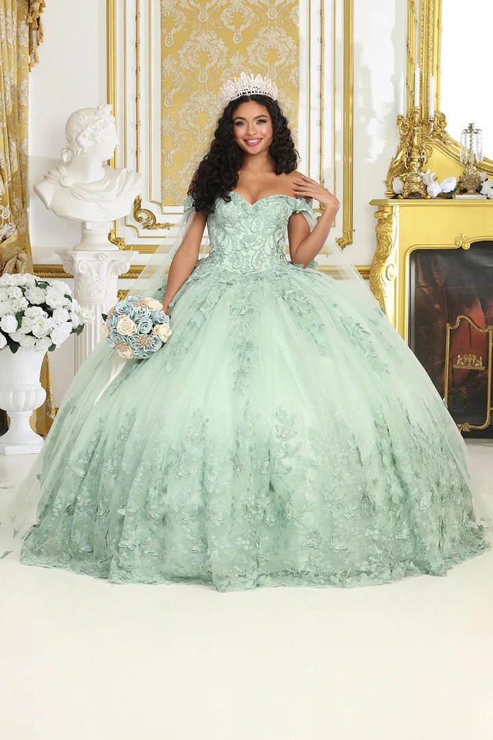 Lace Bodice Tulle Ball Gown | Bespoke Quinceaera Bridal Gown Green / 6 Lace Bodice Tulle Ball Gown | Bespoke Quinceaera Bridal Gown Green / 6