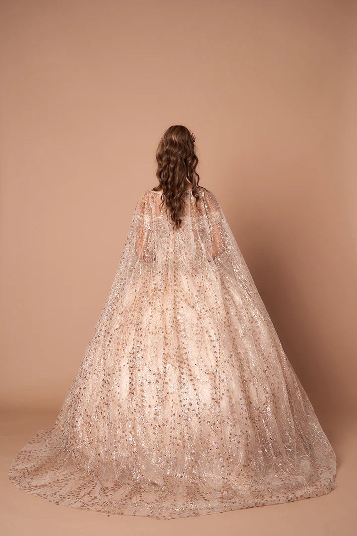 Ethereal Lace Quinceaera Bridal Gown with Voluminous Tulle Skirt Beige / 22