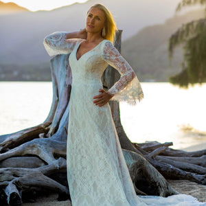 Boho Lace Mermaid Wedding Dress 