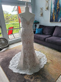 Boho Mermaid Lace Wedding Dress with Straps and Deep Plunging Neckline