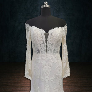 boho beaded mermaid wedding dress