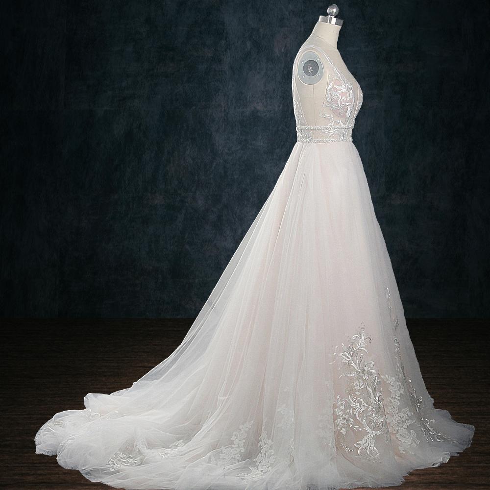 Beaded Lace Boho A-Line Wedding Dress with Deep Plunging Neckline 8 Beaded Lace Boho A-Line Wedding Dress with Deep Plunging Neckline 8