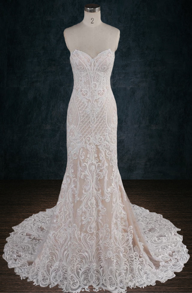 Beaded Lace Boho Mermaid Wedding Dress | Custom Bespoke Bridal Gown 18 Beaded Lace Boho Mermaid Wedding Dress | Custom Bespoke Bridal Gown 18