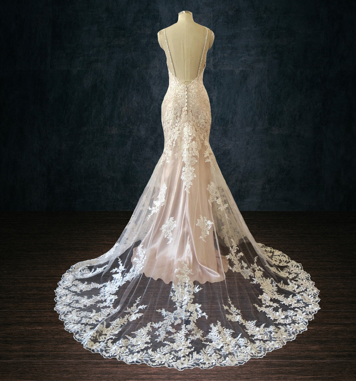 Lace Mermaid Boho Wedding Dress with See-Through Train 28