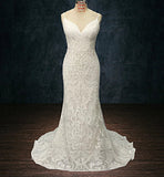 Lace Mermaid Wedding Dress with Spaghetti Straps