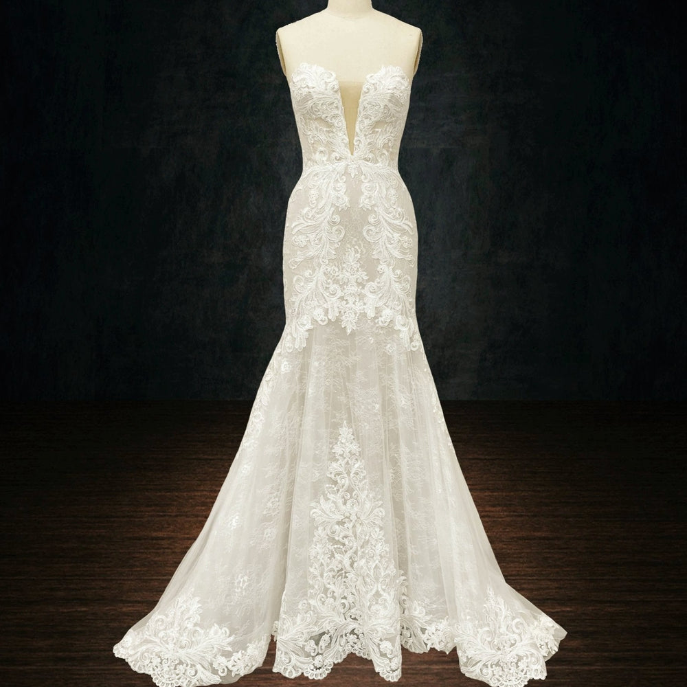 wedding dress with bell sleeves